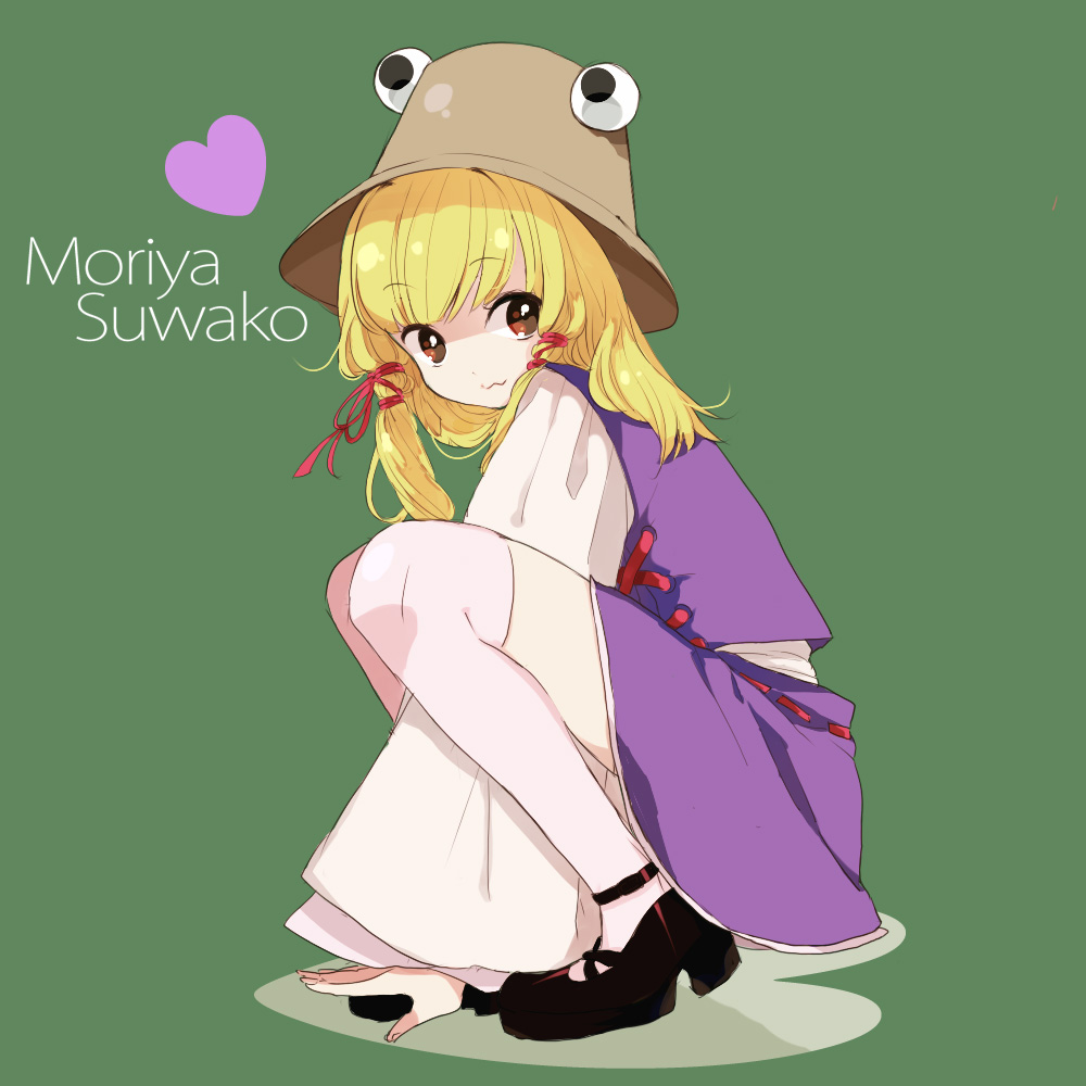 bad_id, blonde_hair, eyes, hat, heart, homua, moriya_suwako, solo