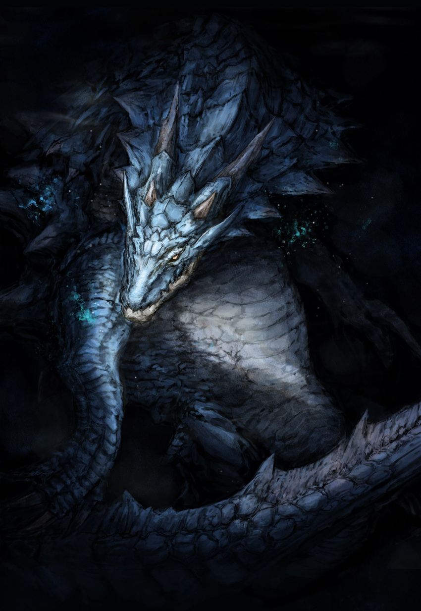 animal_focus, blue_scales, claws, dragon, highres, horns, lagiacrus, looking_at_viewer