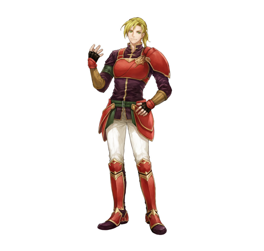 1boy, arm_up, armor, blonde_hair, fingerless_gloves, fire_emblem, fire_emblem:_the_sacred_stones, fire_emblem_heroes