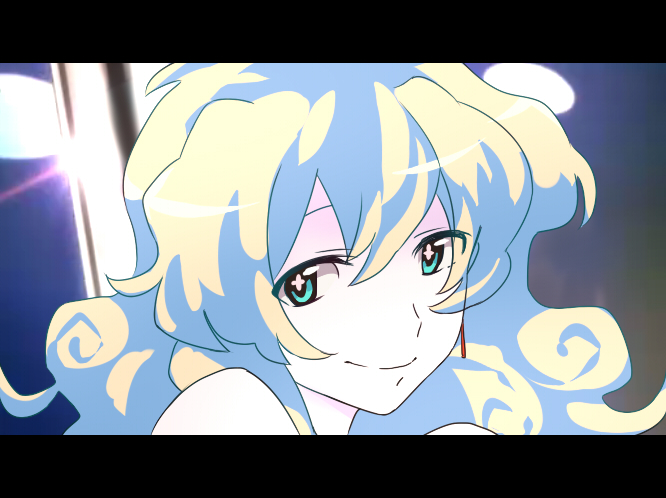 close-up, kanotsuki_(haikagura), multicolored_hair, nia_teppelin, panty_&amp;_stocking_with_garterbelt, parody, smile, solo