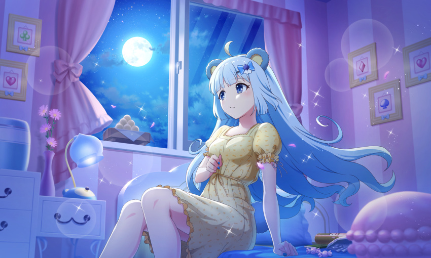 1girl, ahoge, animal_ears, artist_request, bear_ears, bear_girl, bear_tail, bed