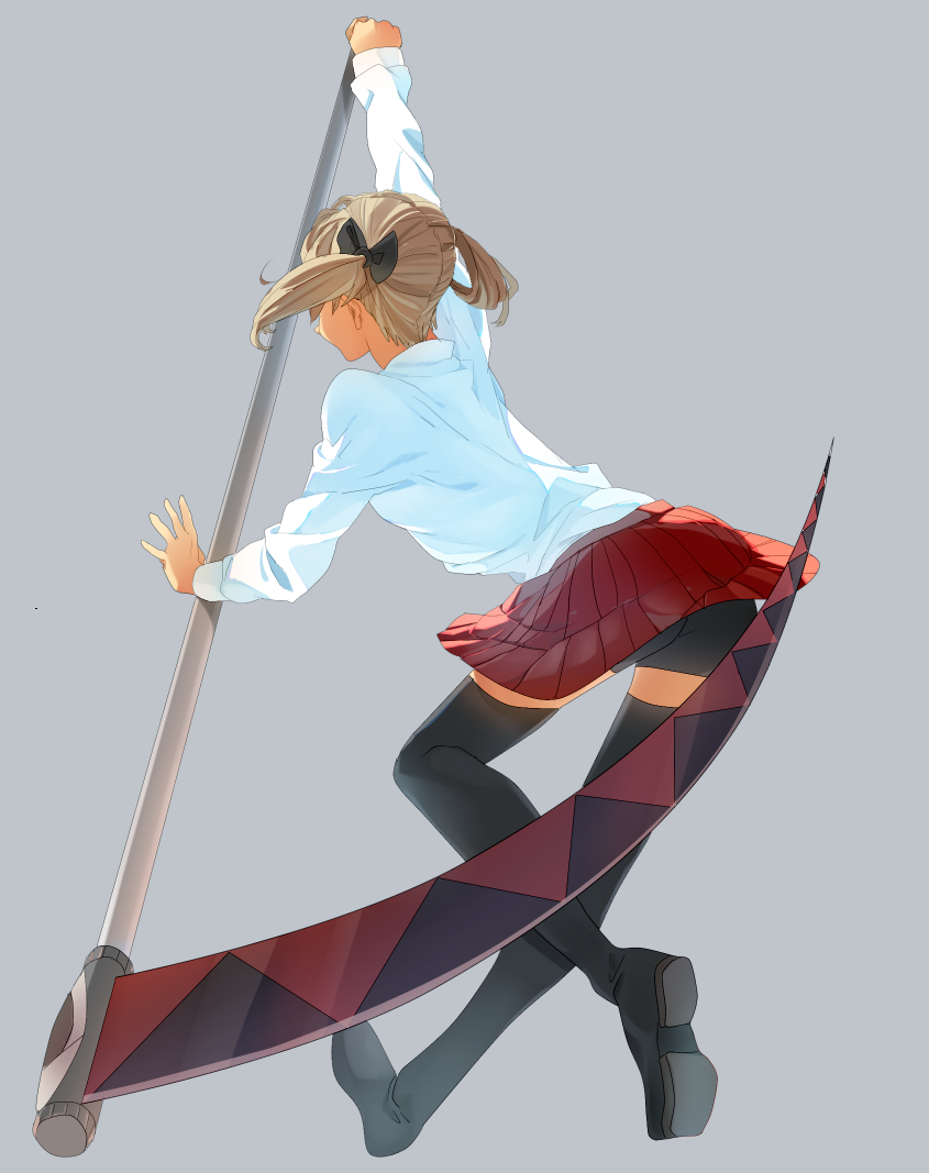 blonde_hair, hossi, maka_albarn, scythe, skirt, soul_eater, thigh-highs, thighhighs