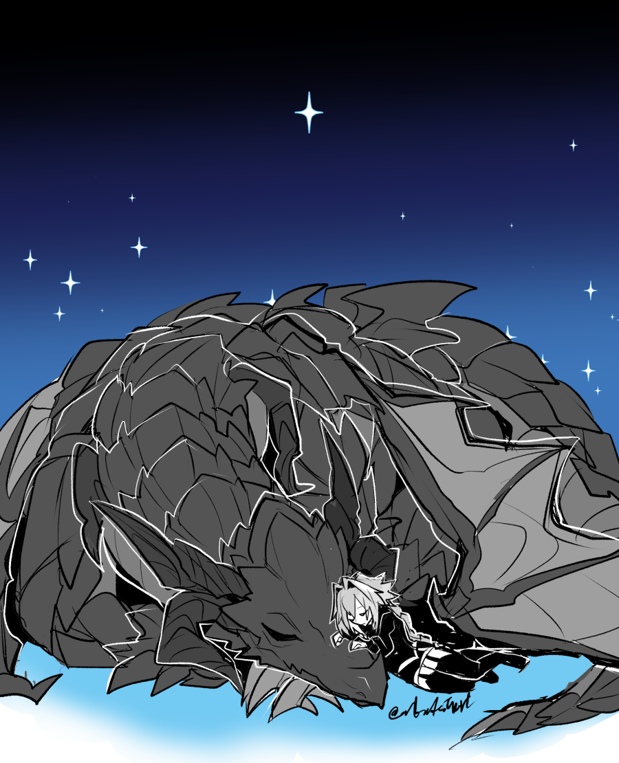 1boy, astolfo_(fate), black_garter_straps, black_horns, black_sweater, black_thighhighs, braid, closed_eyes