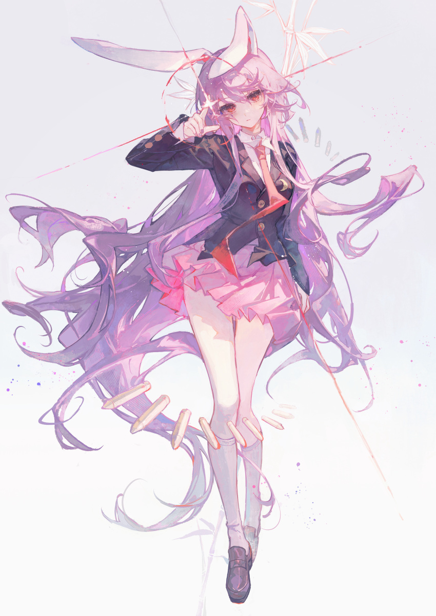 1girl, absurdres, animal_ears, black_footwear, black_jacket, blazer, closed_mouth, full_body