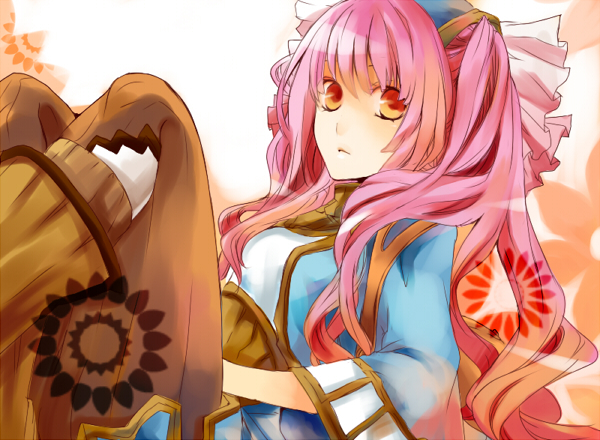 long_hair, lowres, mint_(dewprism), orange_eyes, pink_hair, solo, ut_(apt)