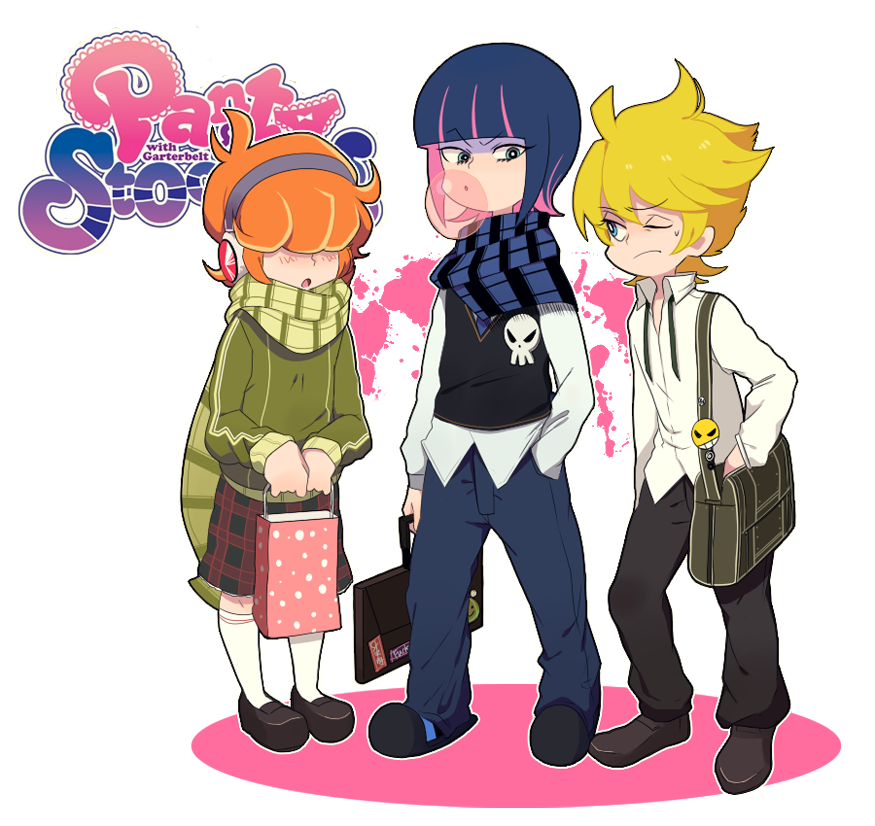 badge, blonde_hair, blush, brief, brief_(psg), bubblegum, button_badge, genderswap