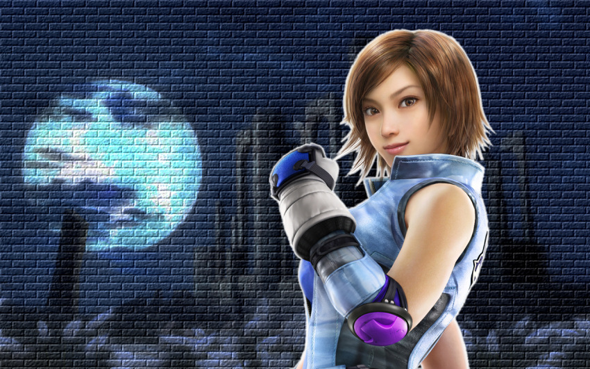 asuka_kazama, moon, namco, short_hair, smile, tekken, tekken_5_(dark_resurrection)
