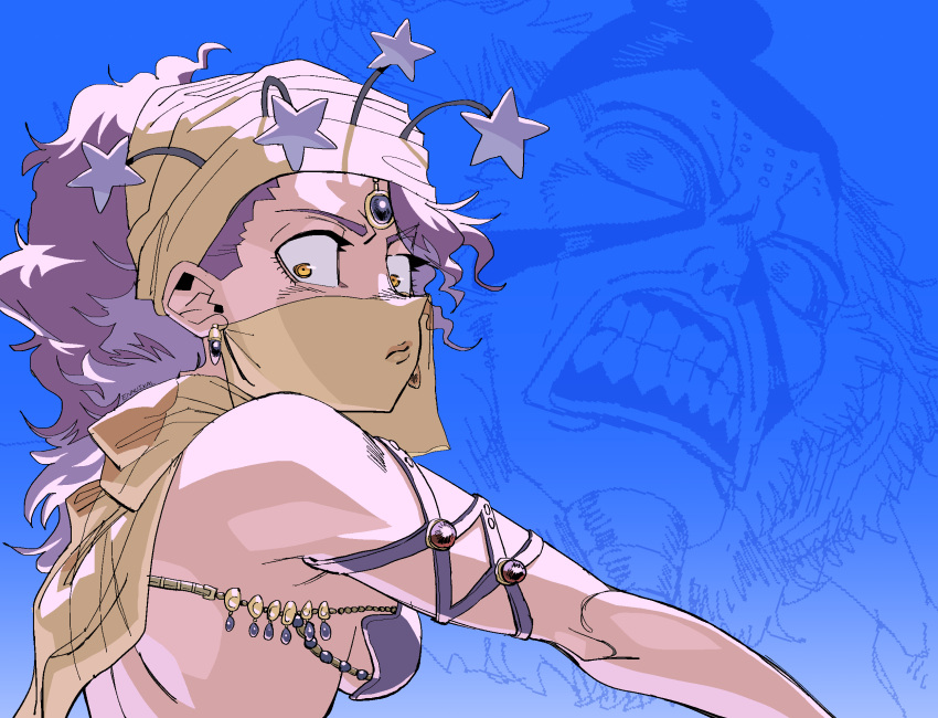 1girl, arabian_clothes, armlet, breasts, clenched_teeth, dancer, earrings, ennuikalart