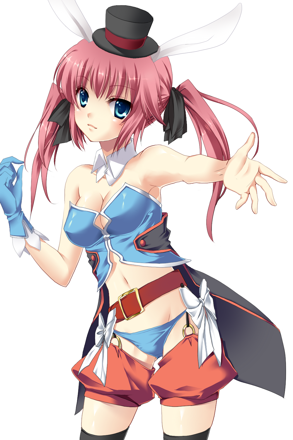 blue_eyes, bunny_ears, hat, highres, kanenagi, long_hair, original, panties