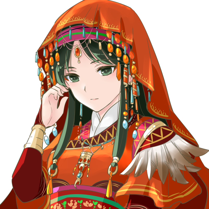 1girl, alternate_costume, fire_emblem, fire_emblem:_the_binding_blade, gem, green_eyes, green_hair, jewelry