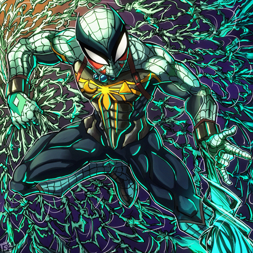 1boy, alternate_color, alternate_costume, animal_print, armor, belt, belt_buckle, blue_gemstone