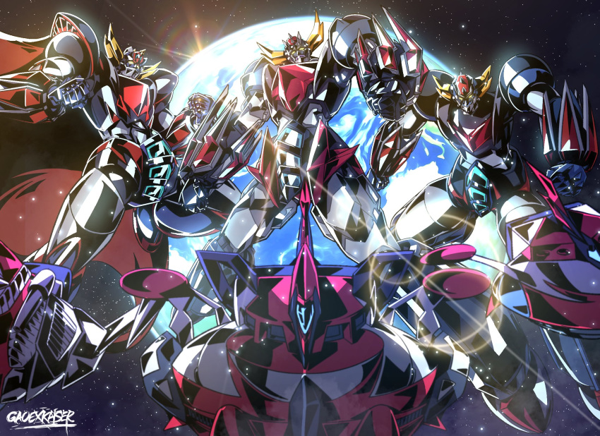 cape, clenched_hands, earth_(planet), gao_ex_kaiser, glowing, grendizer, grendizer_(grendizer_u), grendizer_giga