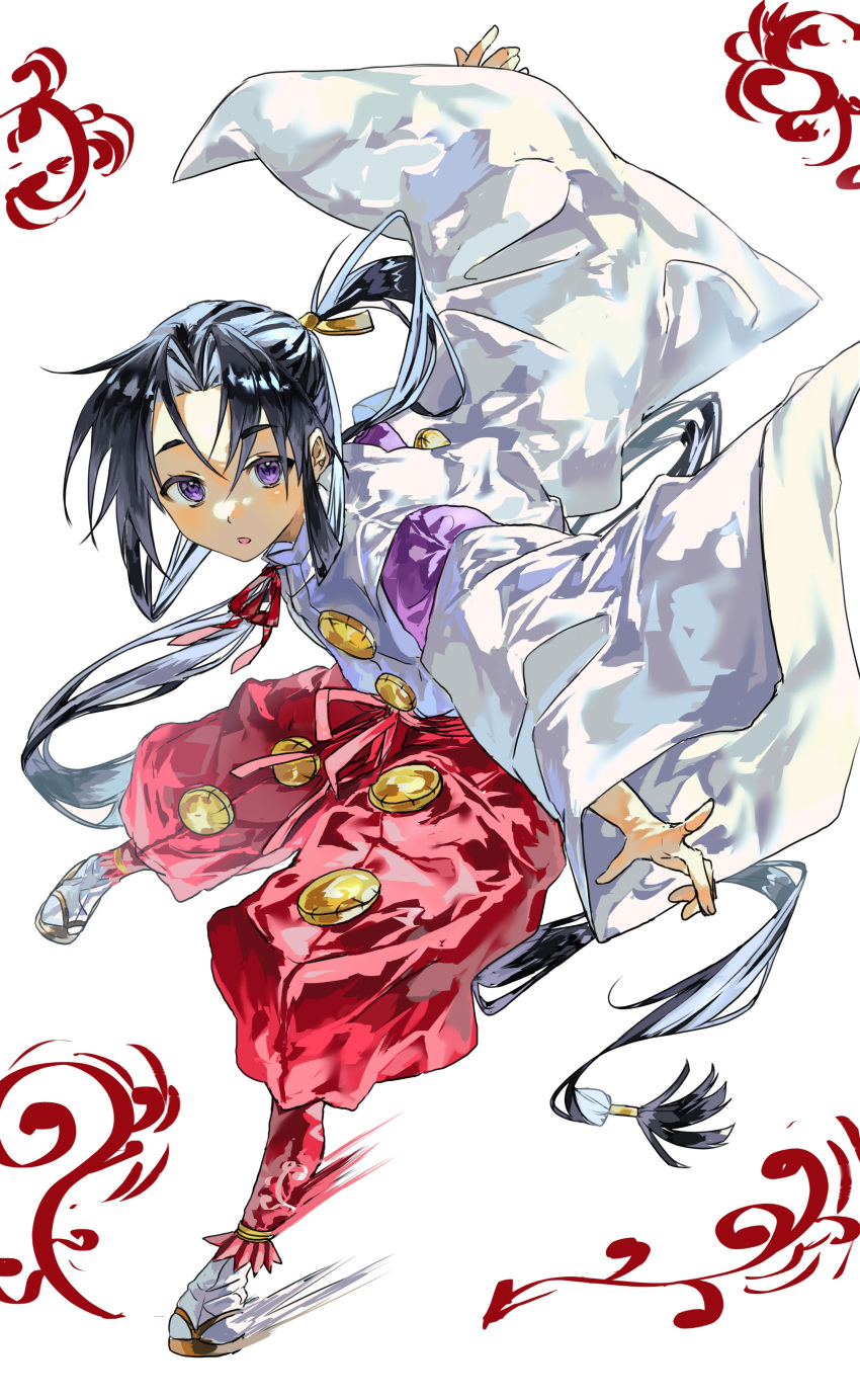 1boy, absurdres, black_hair, full_body, hakama, hakama_pants, highres, houjou_tokiyuki_(nige_jouzu_no_wakagimi)