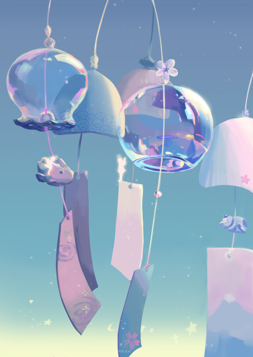 1girl, absurdres, blue_background, crescent, gradient_background, halo, highres, moon_(symbol)