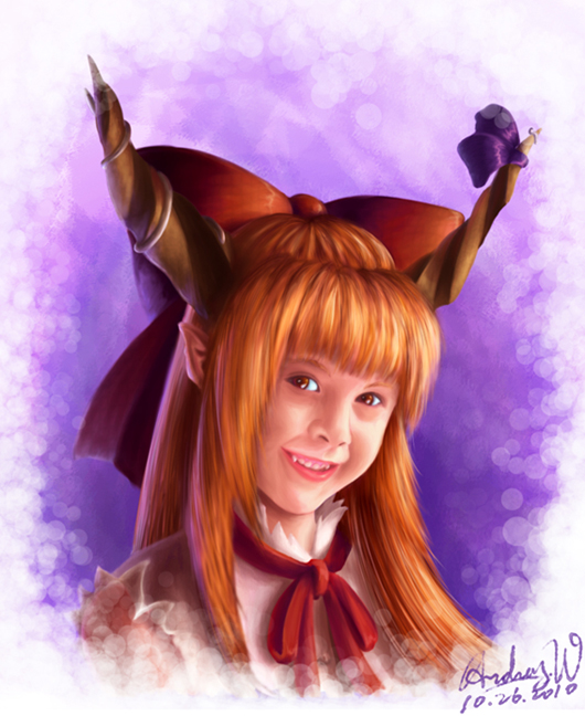 bow, fangs, grin, hair_bow, horn_ribbon, horns, ibuki_suika, long_hair