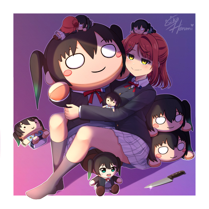 1girl, :d, absurdres, artist_name, black_hair, black_jacket, blazer, blunt_bangs