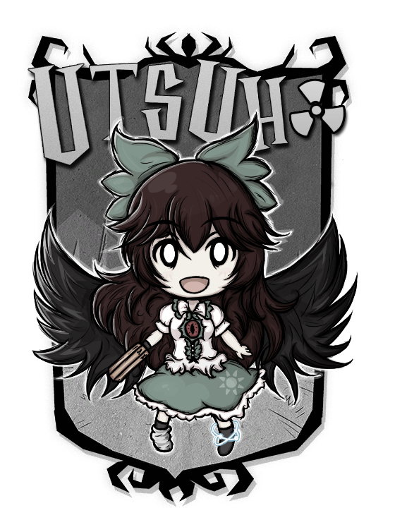 1girl, :d, arm_cannon, asymmetrical_footwear, black_hair, black_wings, bow, character_name