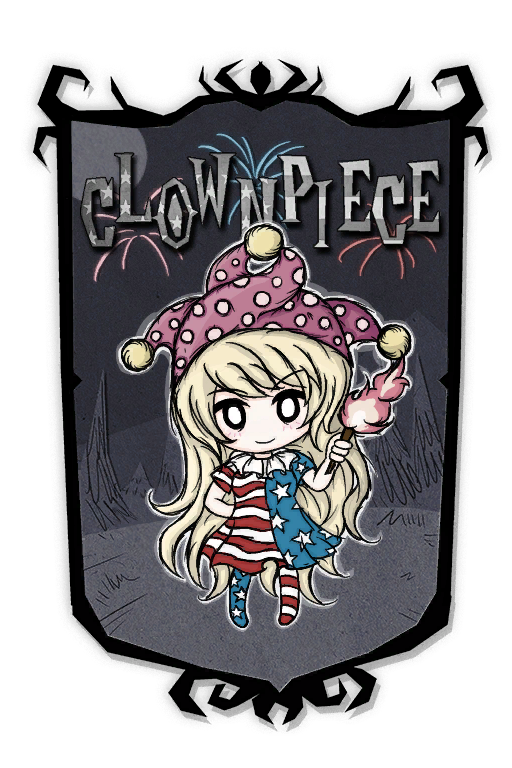 1girl, american_flag_dress, american_flag_legwear, blonde_hair, character_name, chibi, closed_mouth, clownpiece