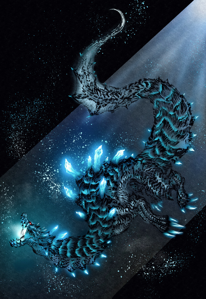 absurdres, abyssal_lagiacrus, claws, deadpool_yuchan, full_body, glowing, glowing_claws, glowing_mouth