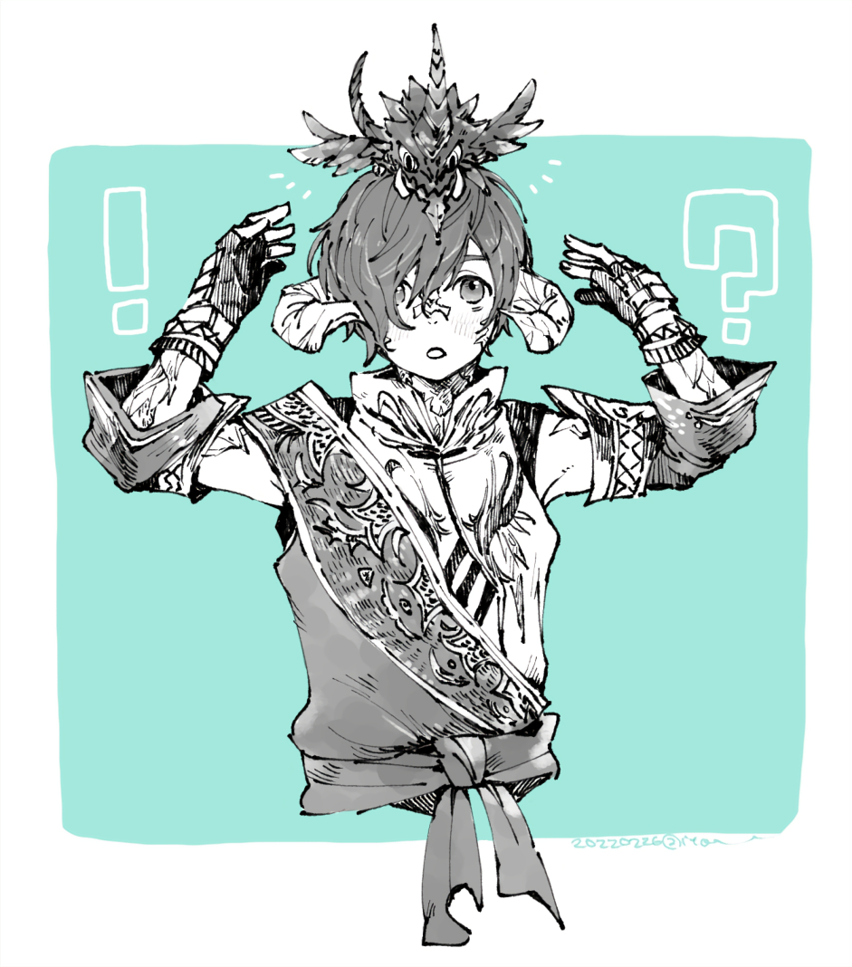 1boy, :o, au_ra, azdaja_(ff14), final_fantasy, final_fantasy_xiv, fingerless_gloves, gloves
