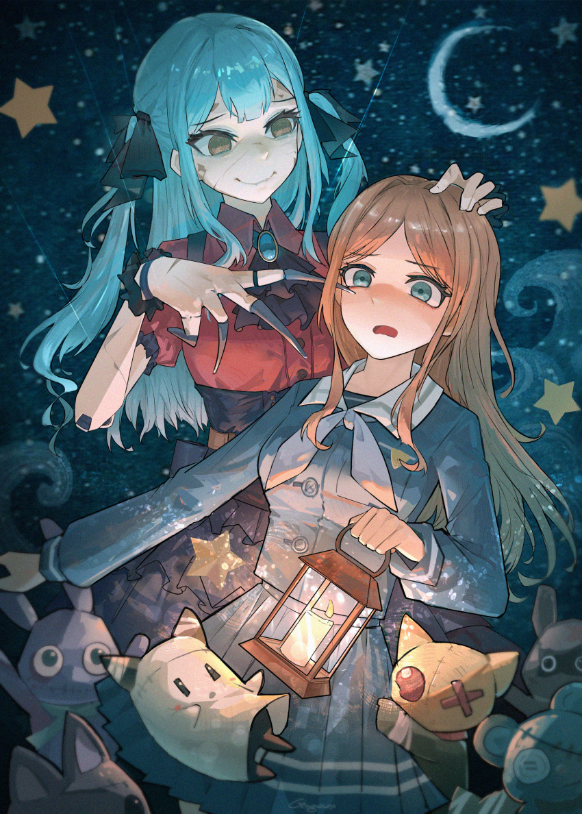 2girls, absurdres, ascot, bang_dream!, bang_dream!_it's_mygo!!!!!, black_ascot, black_corset, black_ribbon