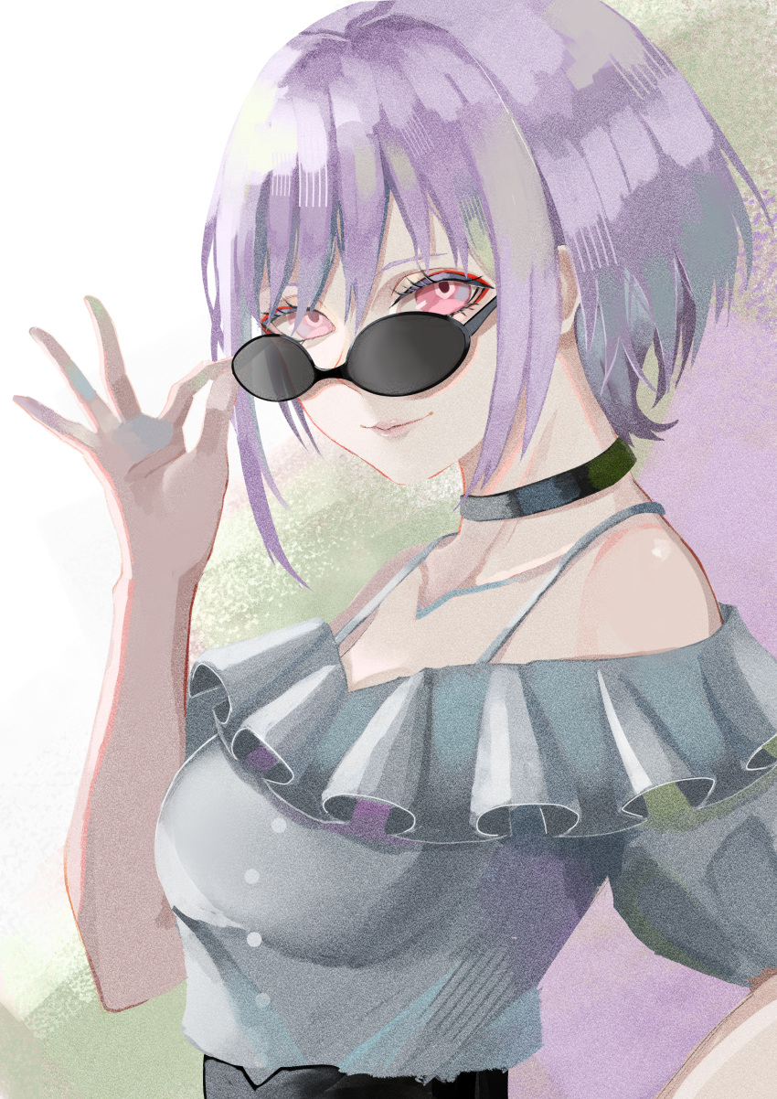 1girl, absurdres, bang_dream!, bang_dream!_it's_mygo!!!!!, black_choker, breasts, choker, closed_mouth