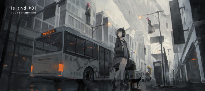 1girl, absurdres, animal_ear_fluff, animal_ears, bag, black_bag, black_bow, black_bowtie