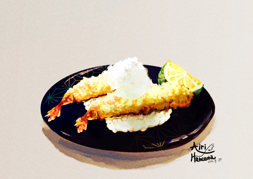 airihanezora, artist_name, food, food_focus, fruit, grey_background, lime_(fruit), lime_slice