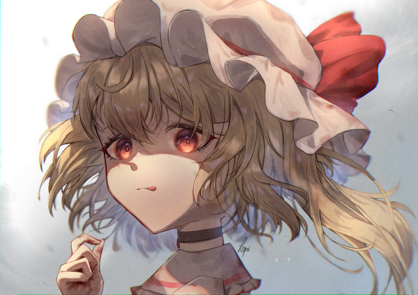 1girl, :p, absurdres, blonde_hair, blood, blood_on_clothes, blood_on_hands, flandre_scarlet