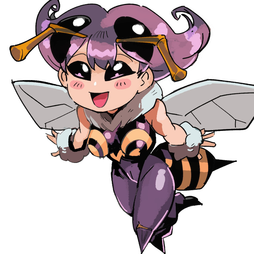 1girl, 33dot, abdomen_tail, antennae, arthropod_girl, bee_girl, black_eyes, black_sclera