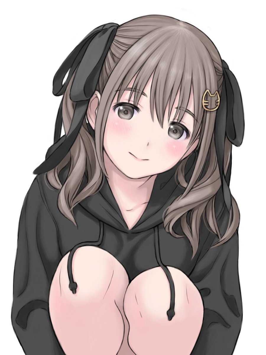 1girl, blush, brown_eyes, brown_hair, cat_hair_ornament, fujimiya_kotoha, hair_ornament, highres