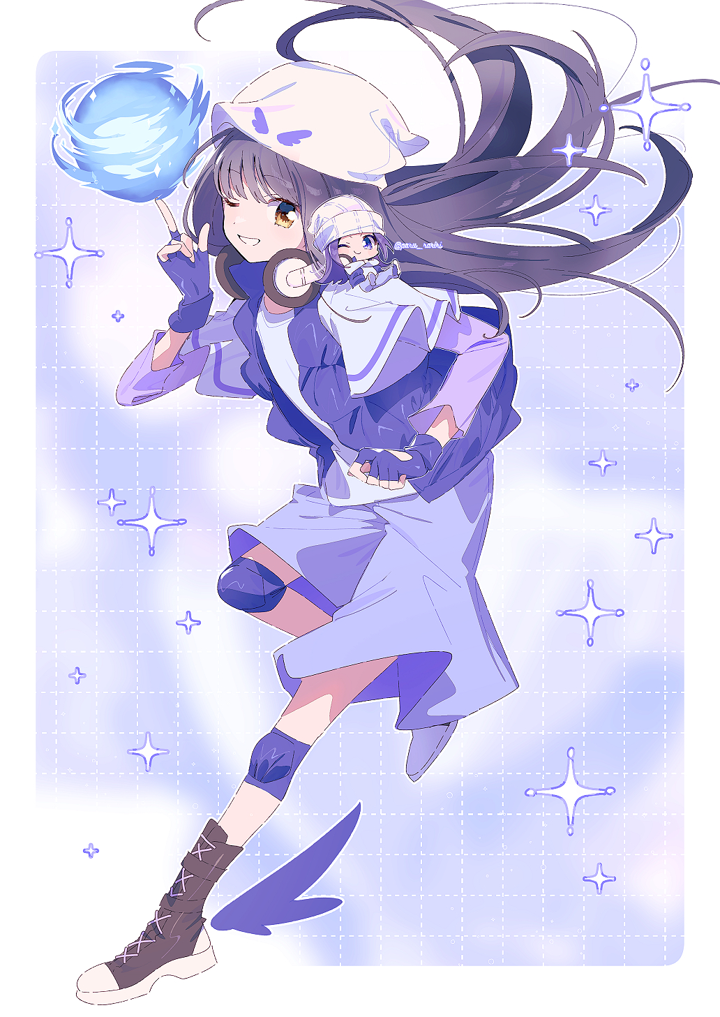 2boys, ball, basketball_(object), beanie, beat_jumper, black_footwear, black_hair, black_headphones