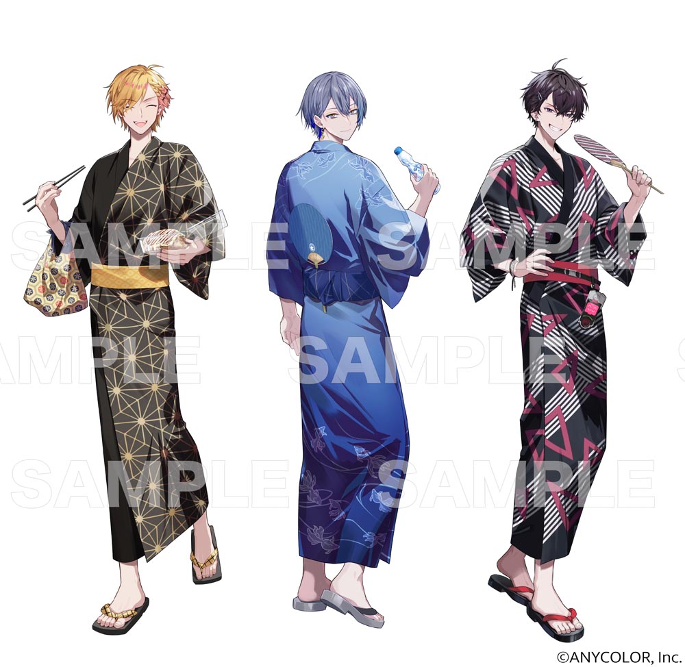 3boys, :d, ^_^, animal_print, asa_no_ha_(pattern), bag, belt, black_belt