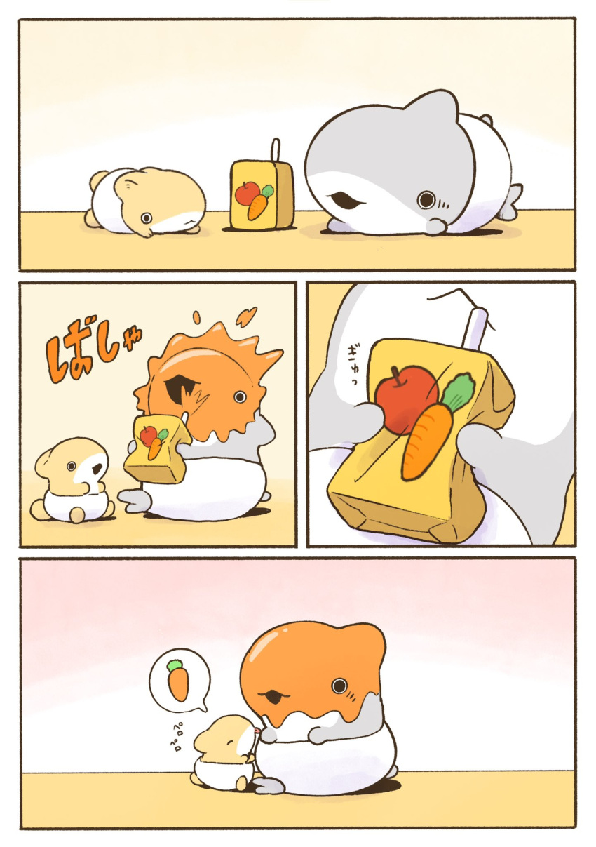 baby, highres, juice, licking, odekake_kozame, penguinbox, rabbit, shark
