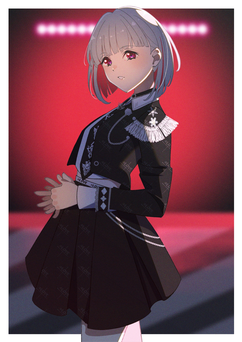 1girl, =love, absurdres, alternate_costume, arched_bangs, black_choker, black_jacket, black_necktie