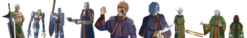 absurdres, armor, artificial_eye, blue_hair, closed_mouth, cyborg, ear_covers, gloves