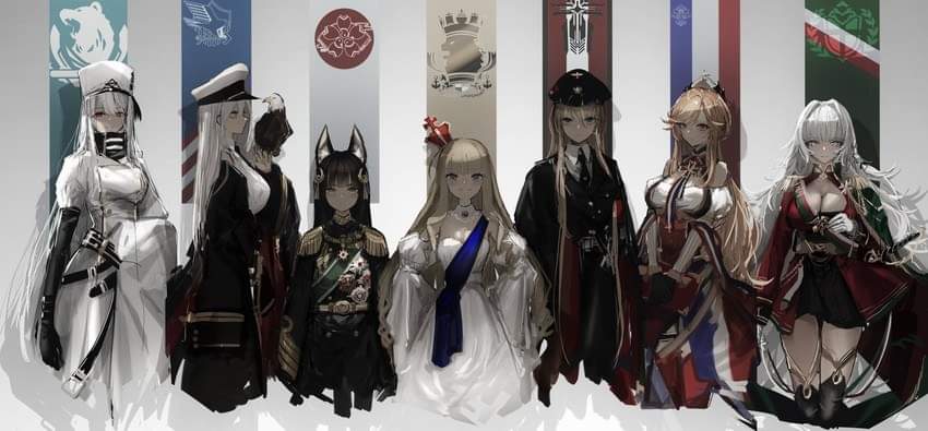 azur_lane, bismarck_(azur_lane), eagle_union_(emblem), enterprise_(azur_lane), iron_blood_(emblem), long_hair, multiple_girls, nagato_(azur_lane)