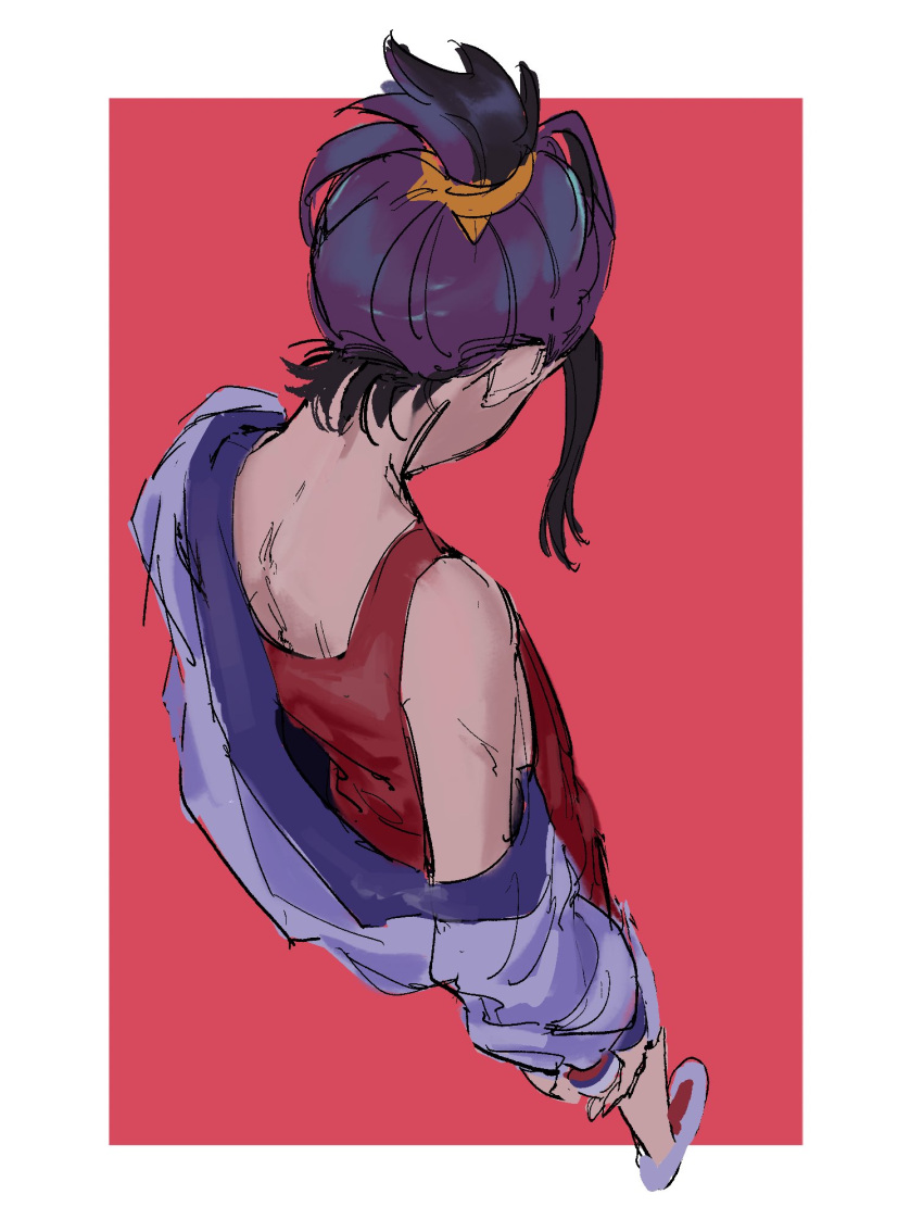 1boy, black_hair, border, commentary_request, full_body, head_down, highres, jacket