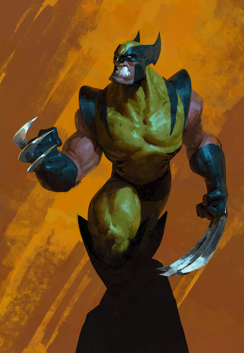 1boy, absurdres, angry, biceps, black_footwear, blank_eyes, blue_bodysuit, bodysuit