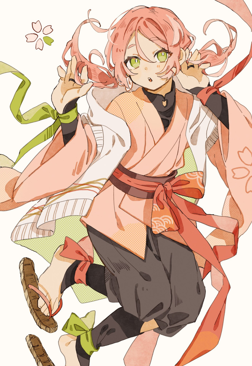 1boy, ankle_bow, black_bridal_gauntlets, black_shorts, bow, bridal_gauntlets, bright_pupils, floating_hair
