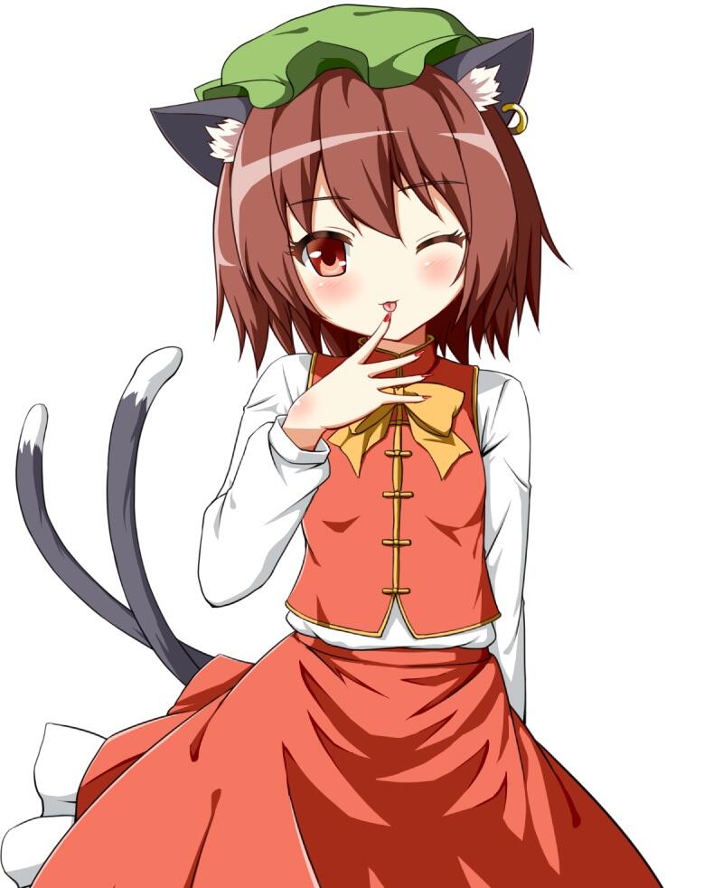 1girl, ;p, animal_ear_fluff, animal_ear_piercing, animal_ears, arm_at_side, blush, bow
