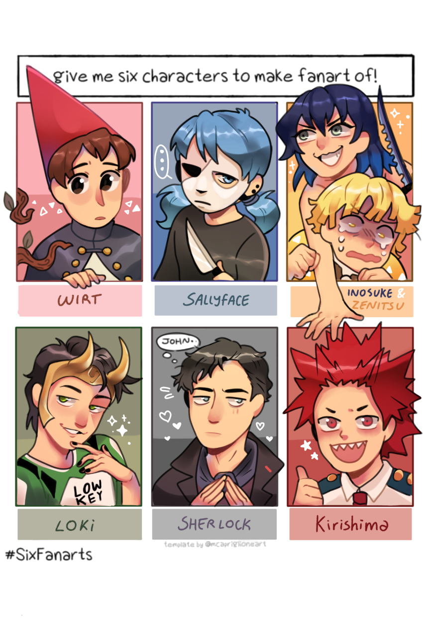 6+boys, agatsuma_zenitsu, black_hair, blonde_hair, blue_eyes, blue_hair, boku_no_hero_academia, brown_eyes