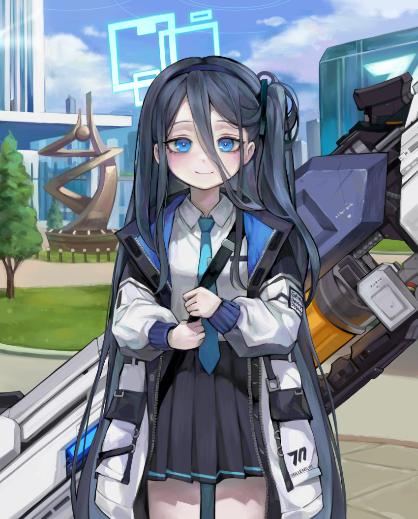 1girl, absurdres, aqua_halo, aris_(blue_archive), black_hair, blue_archive, blue_eyes, blue_halo