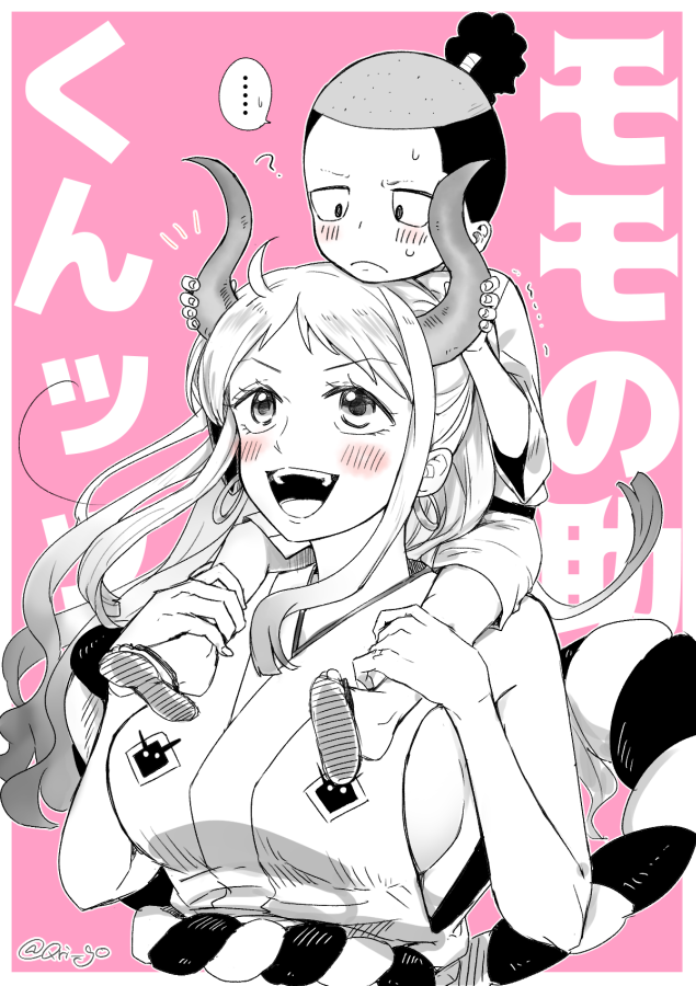 ..., 1boy, 1girl, aged_down, artist_name, black_eyes, blush, carrying