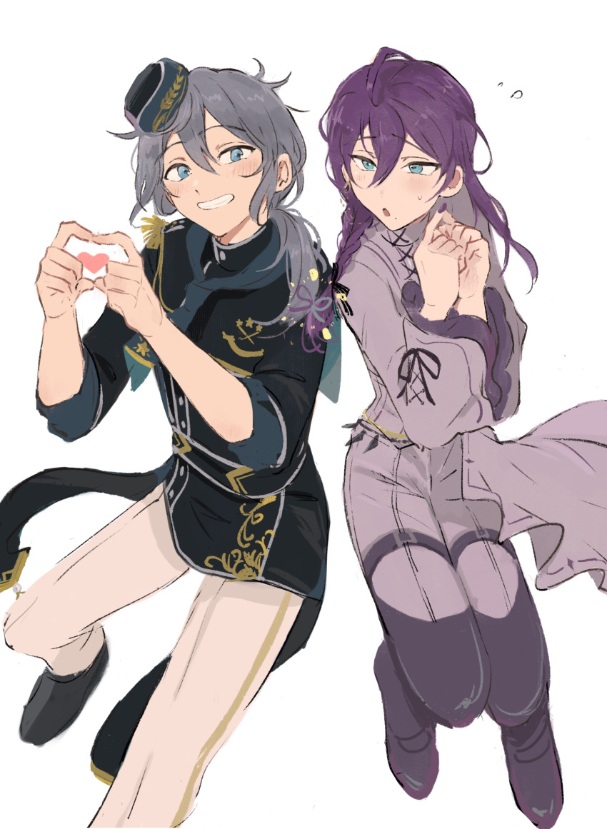 2boys, absurdres, ahoge, ayase_mayoi, blue_eyes, blush, braid, ensemble_stars!