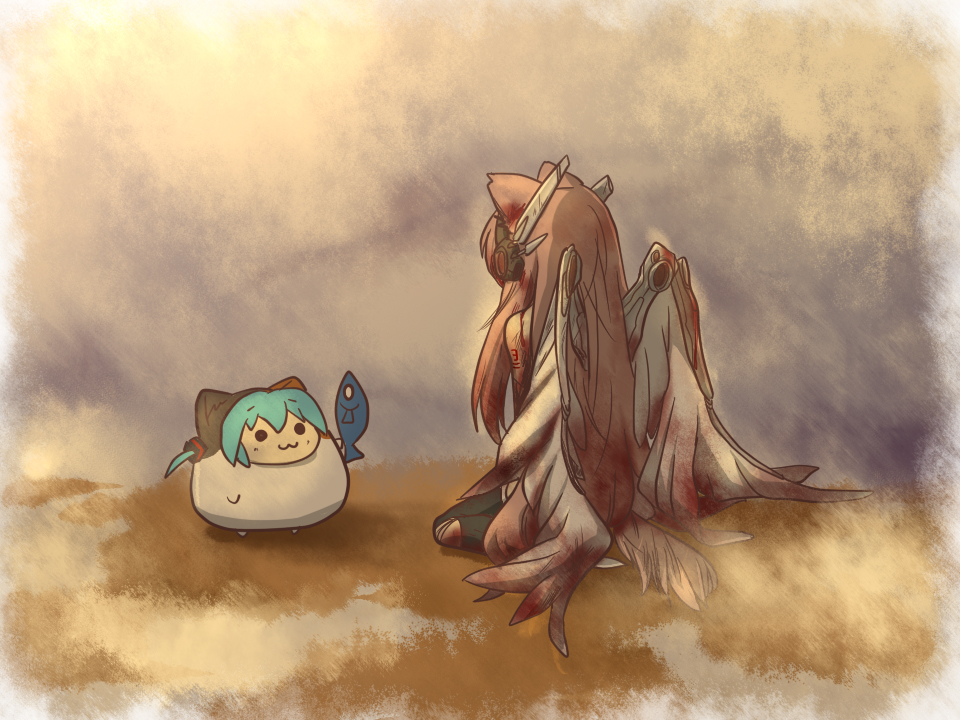 angel_wings, animal_costume, animal_ears, cat_costume, cat_ears, chibi, fish, hatsune_miku