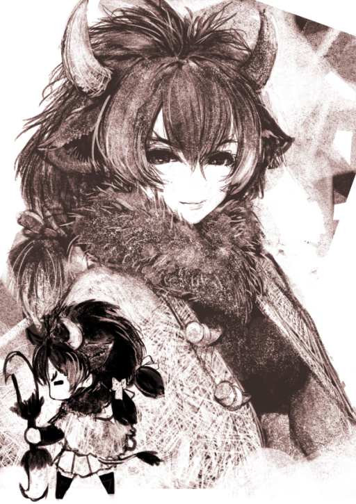 1girl, american_bison_(kemono_friends), animal_ears, cow_ears, cow_girl, cow_horns, cow_tail, extra_ears