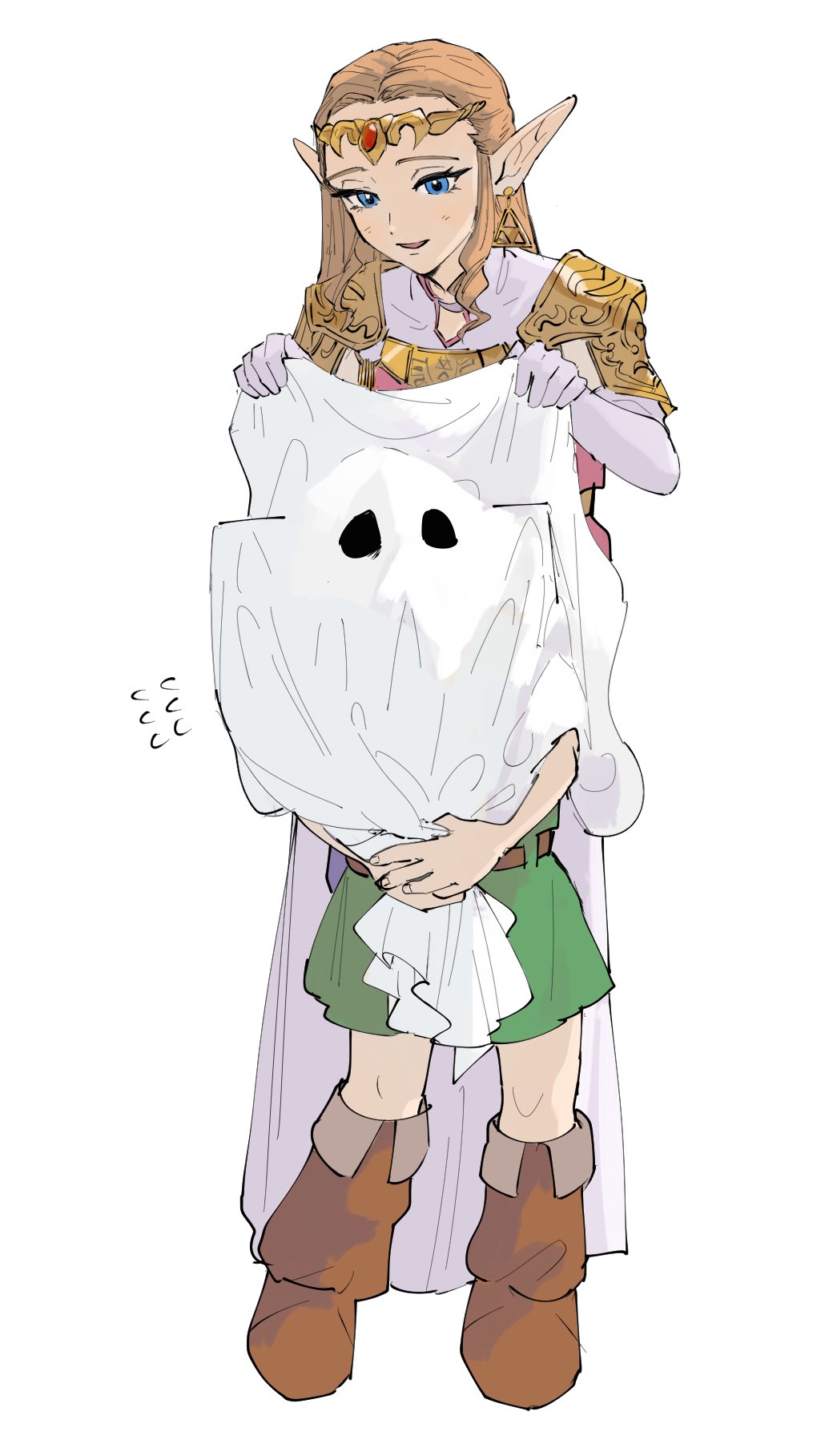 1boy, 1girl, age_difference, armor, behind_another, belt, blue_eyes, boots