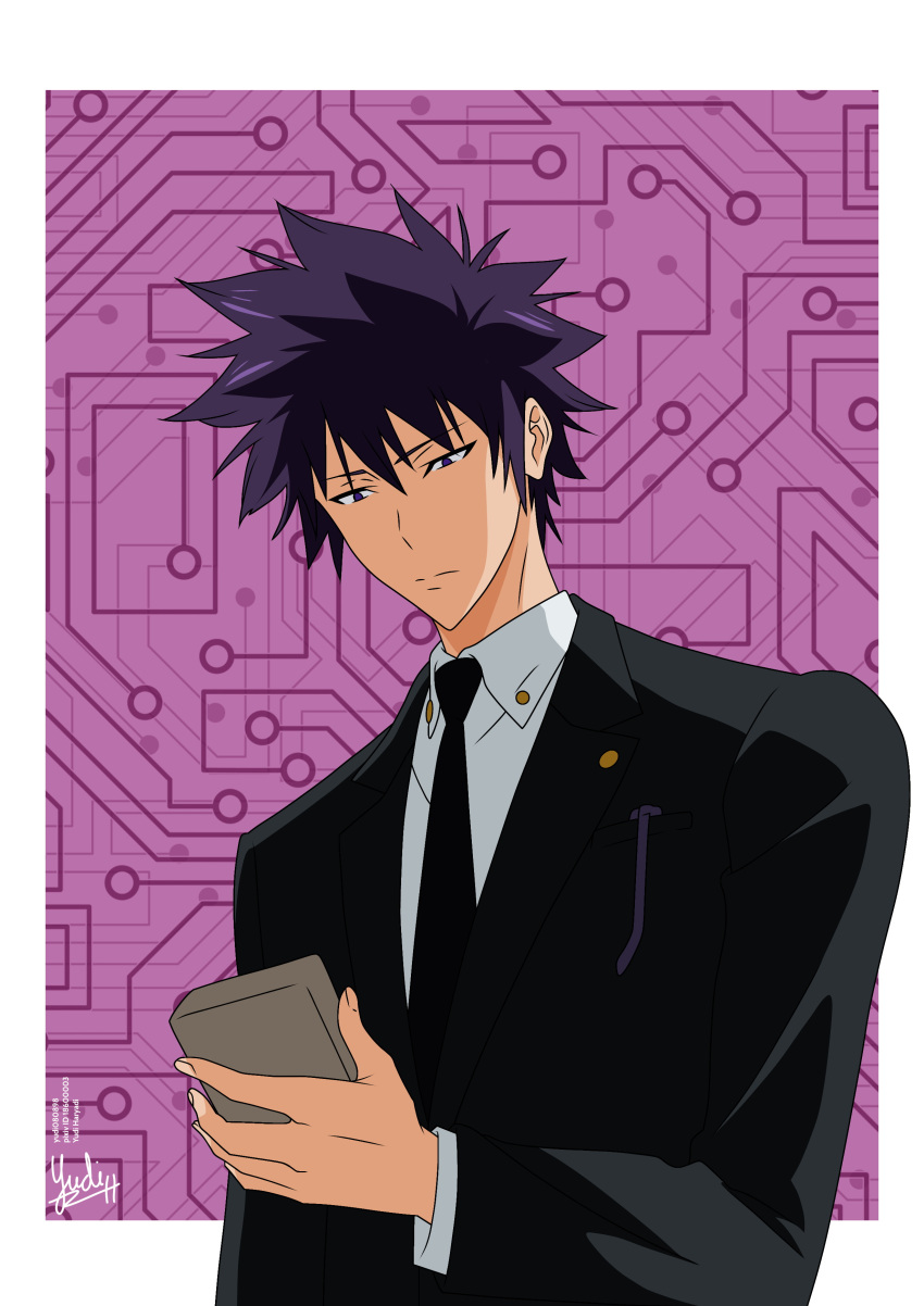 1boy, absurdres, black_necktie, black_suit, collared_shirt, highres, jacket, kang_tae-shik
