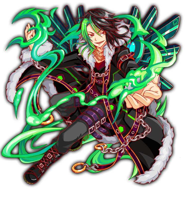 1boy, arm_belt, artist_request, azazel_(crash_fever), belt, black_coat, black_footwear, black_hair